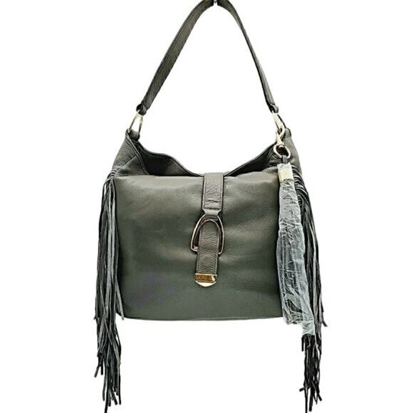 G.I.L.I. Handbags - G.i.l.i Gray Leather Tassel Hobo Bag